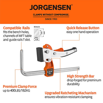 Jorgensen Ratchet Track Clamp for 1/2" T-Slot Guide Rails | AC38101
