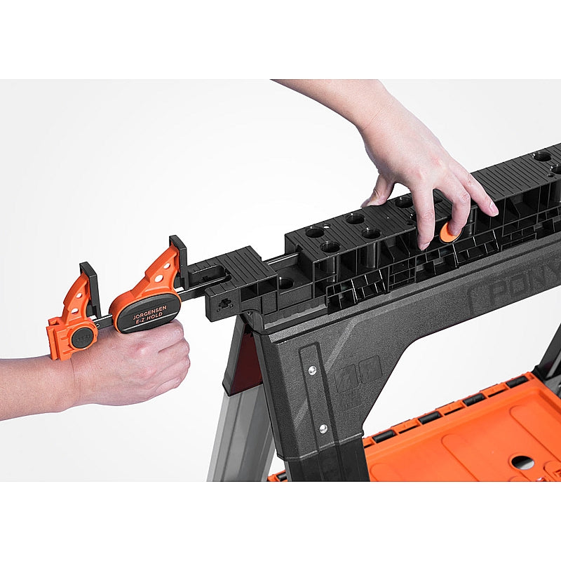 Pony 2-Piece Multi-Functional Clamping Sawhorses with Accessories | AC60400