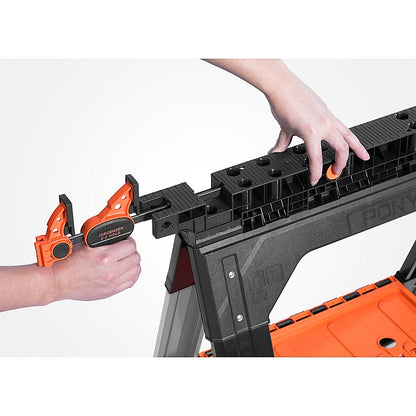 Pony 2-Piece Multi-Functional Clamping Sawhorses with Accessories | AC60400