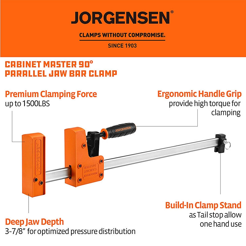 Jorgensen 72" Medium-Duty 90° Parallel Jaw Bar Clamp, 1830mm | AC8072