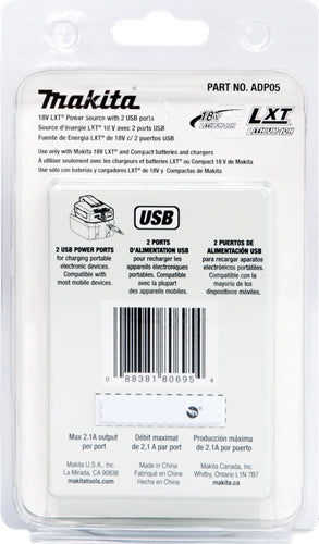 Makita ADP05 18V LXT LI-Ion Cordless Adapter for USB