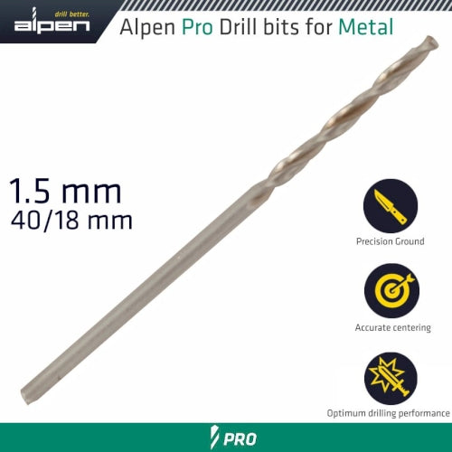 Pro hss 1.5mm drill din 338 rn 135 split point plastic wallet