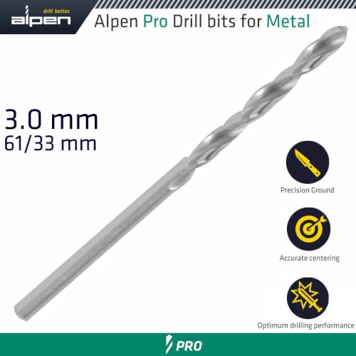 Pro hss 3mm drill din 338 rn 135 split point plastic wallet