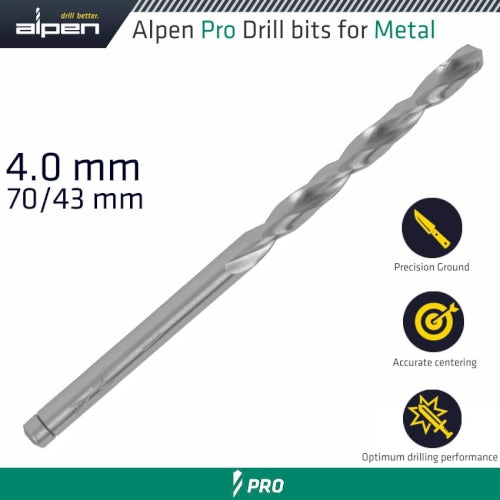 Pro hss 4mm drill din 338 rn 135 split point plastic wallet