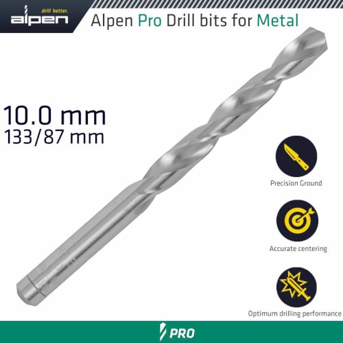 Pro hss 10mm drill din 338 rn 135 split point plastic wallet