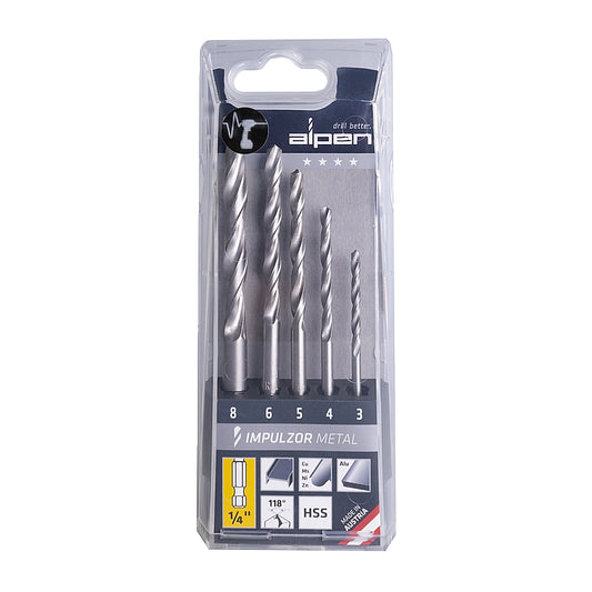 Alpen 5Pc Impulzor Metal Hex Shank Drill Bit Set | ALP570000051