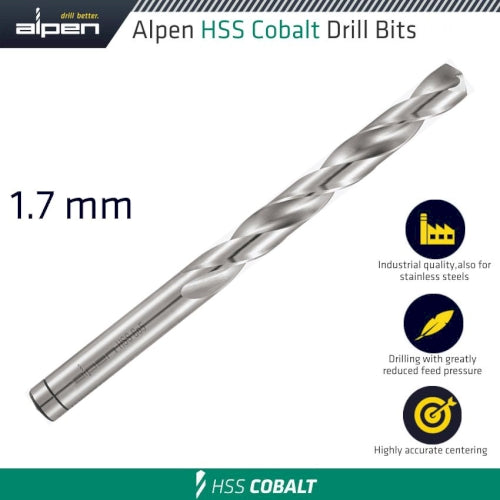 Hss cobalt din 338 1.7mm bulk