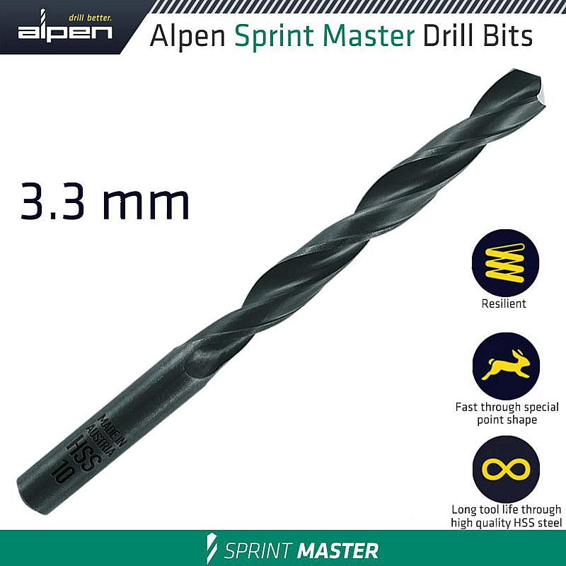 Alpen HSS Sprint Master Drill Bit, 3.3mm | ALP614033-1