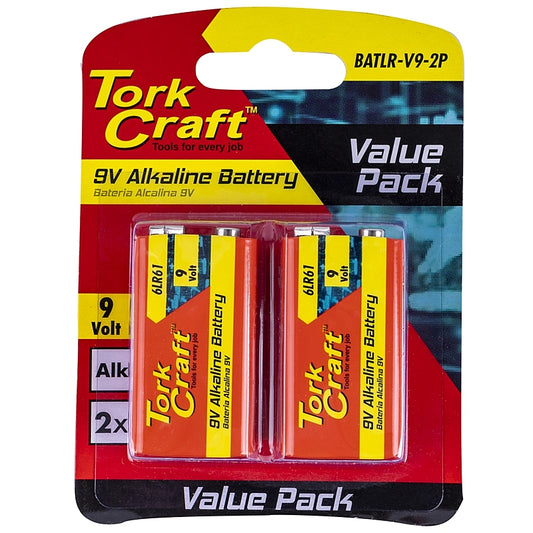 Tork Craft 2/Pk 9V Alkaline Battery | BATLR-9V-2P