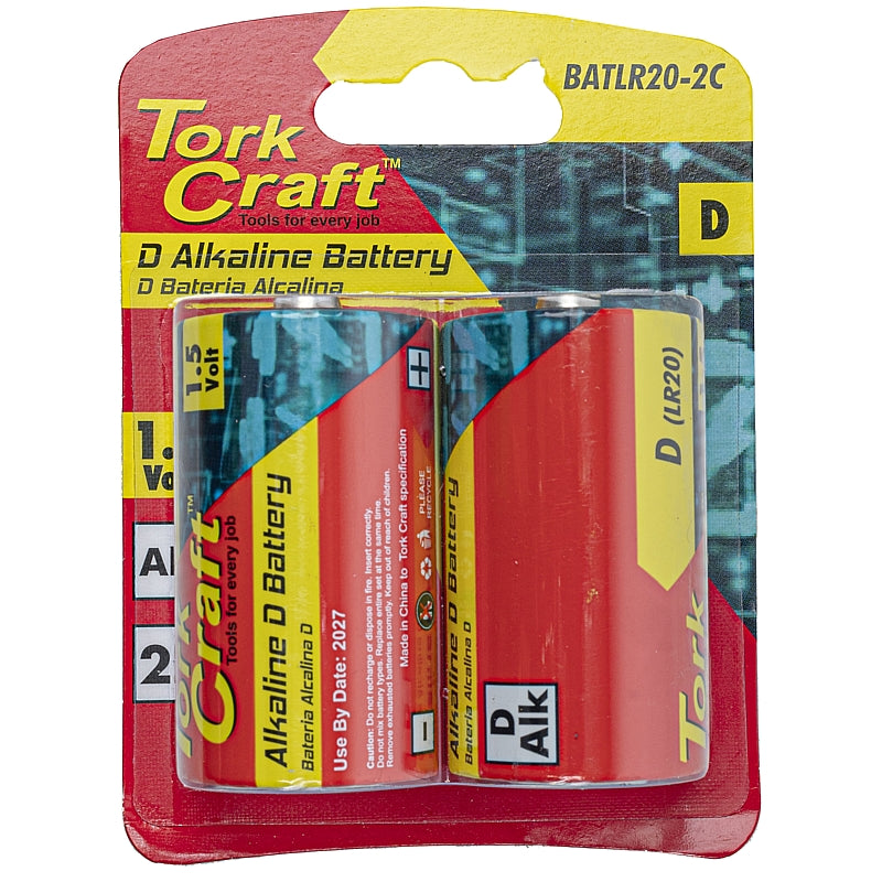 Tork Craft 2/Pk 1.5V D Alkaline Batteries | BATLR20-2C