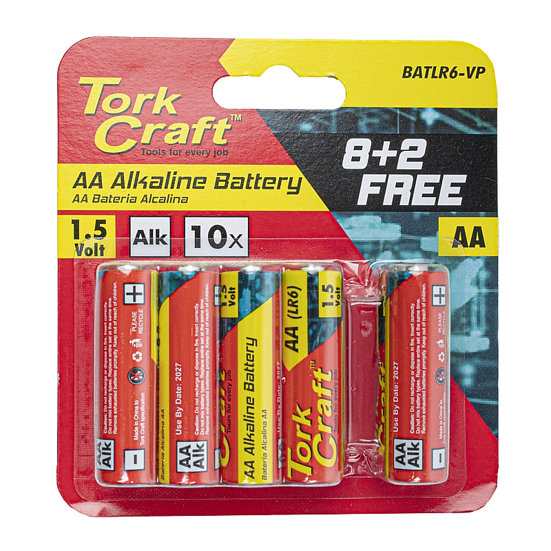 Tork Craft 8+2 Free 1.5V AA Alkaline Batteries | BATLR6-VP
