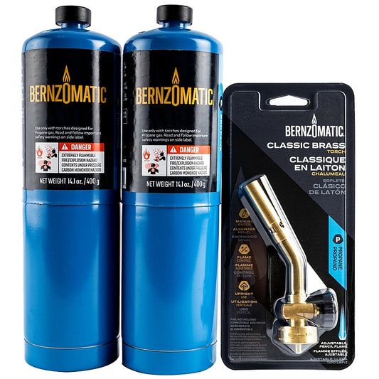 Bernzomatic Pencil Flame Torch with 2 x Propane Cylinders Kit | BERKIT001