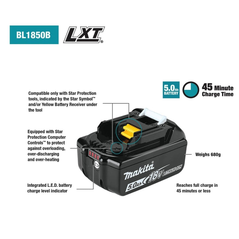 Makita 18V LXT 5.0Ah Li-Ion Battery (197280-8) | BL1850B