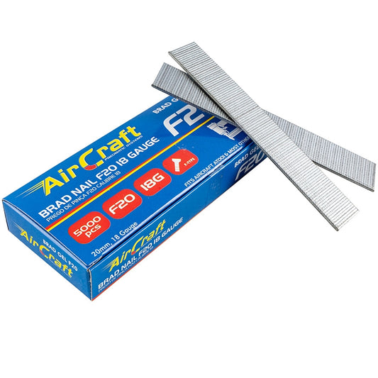 AirCraft 5000/Pk Brad Nails 20mm, 18G F-Type | BRAD GEL F20