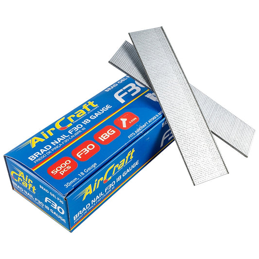 AirCraft 5000/Pk Brad Nails 30mm, 18G F-Type | BRAD GEL F30