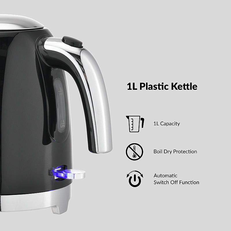 Boden Stark 1L Plastic Kettle - Black | BS-1LPK-BK