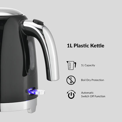 Boden Stark 1L Plastic Kettle - Black | BS-1LPK-BK