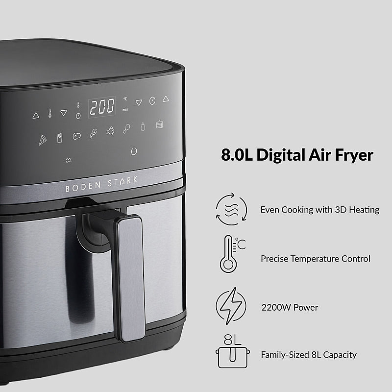 Boden Stark 8.0L Digital Air Fryer - Black | BS-DAF03