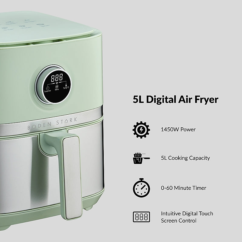 Boden Stark 5.0L Digital Air Fryer - Green | BS-DAF04G