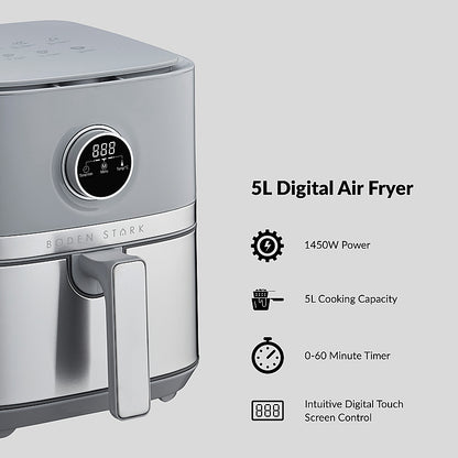 Boden Stark 5.0L Digital Air Fryer - Grey | BS-DAF04