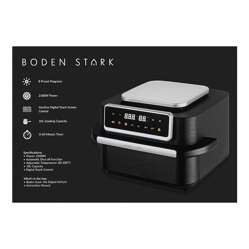 Boden Stark 10L Digital Airfryer - Black | BS-DAF10L-BK