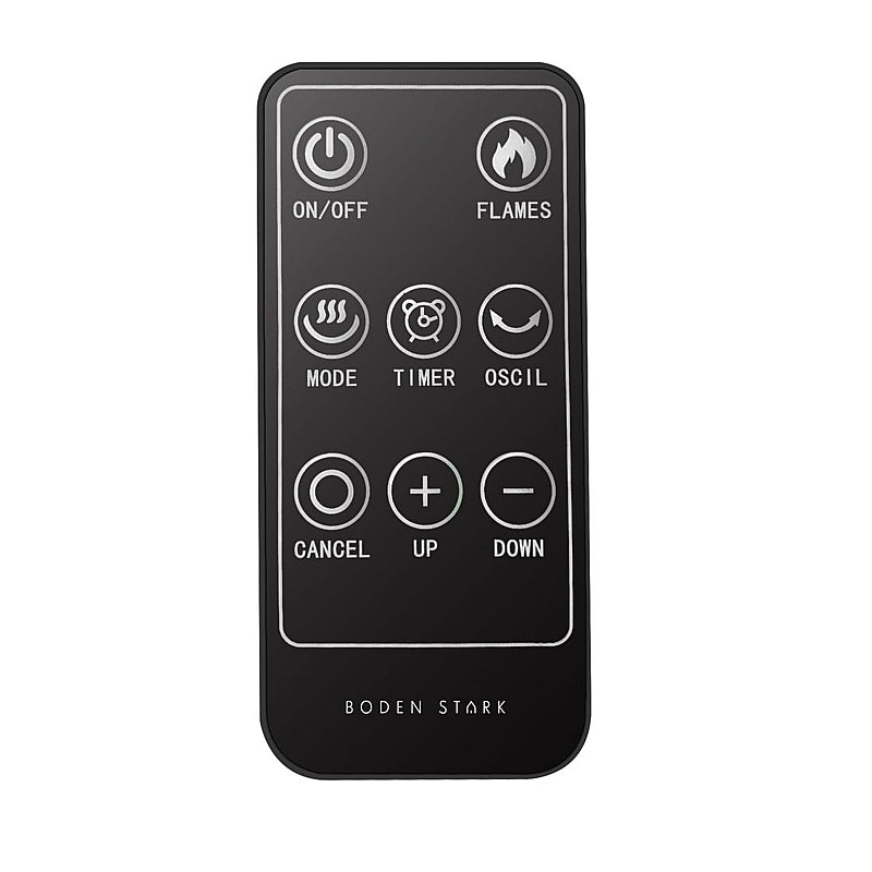 Boden Stark Fireplace Tower Heater with LED Display, 1000/2000W | BS-FPTH01