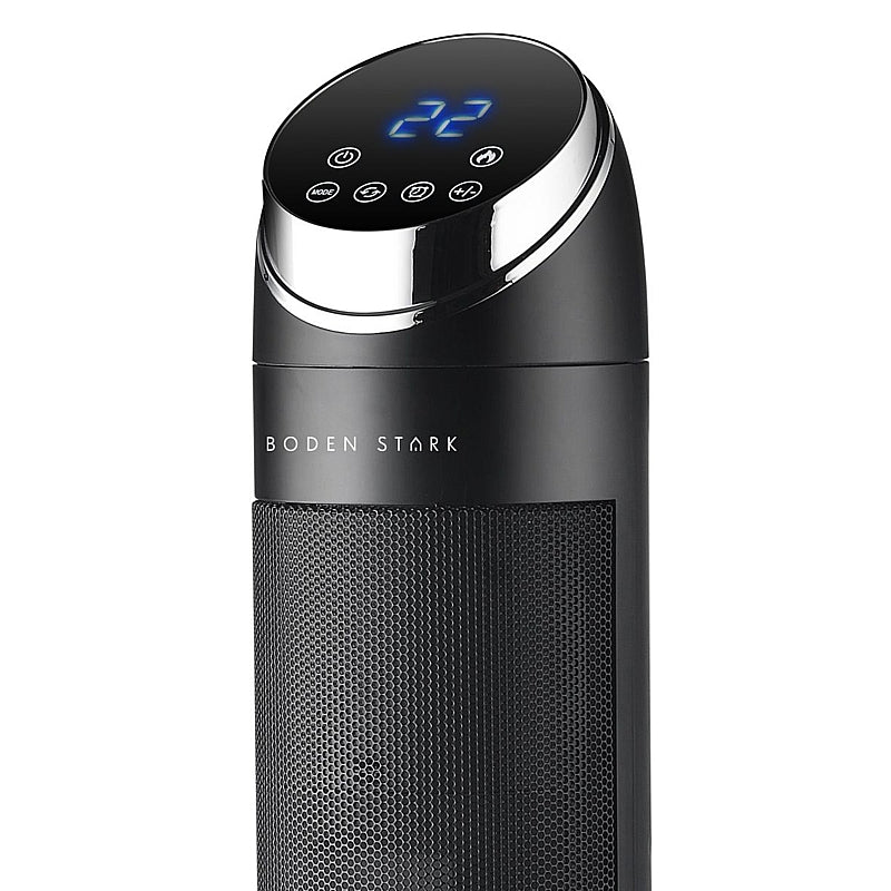Boden Stark Digital LED Fireplace Tower Heater, 1000/2000W | BS-FPTH02-BK