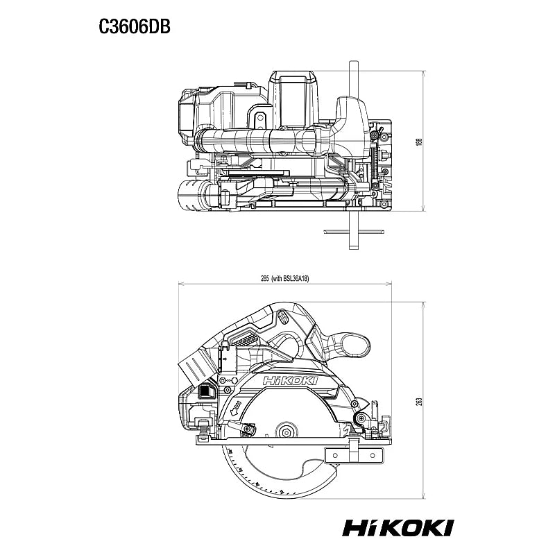 Hikoki MULTI VOLT (36V) Cordless BL Circular Saw 165mm (Bare Tool) | C3606DBW2Z