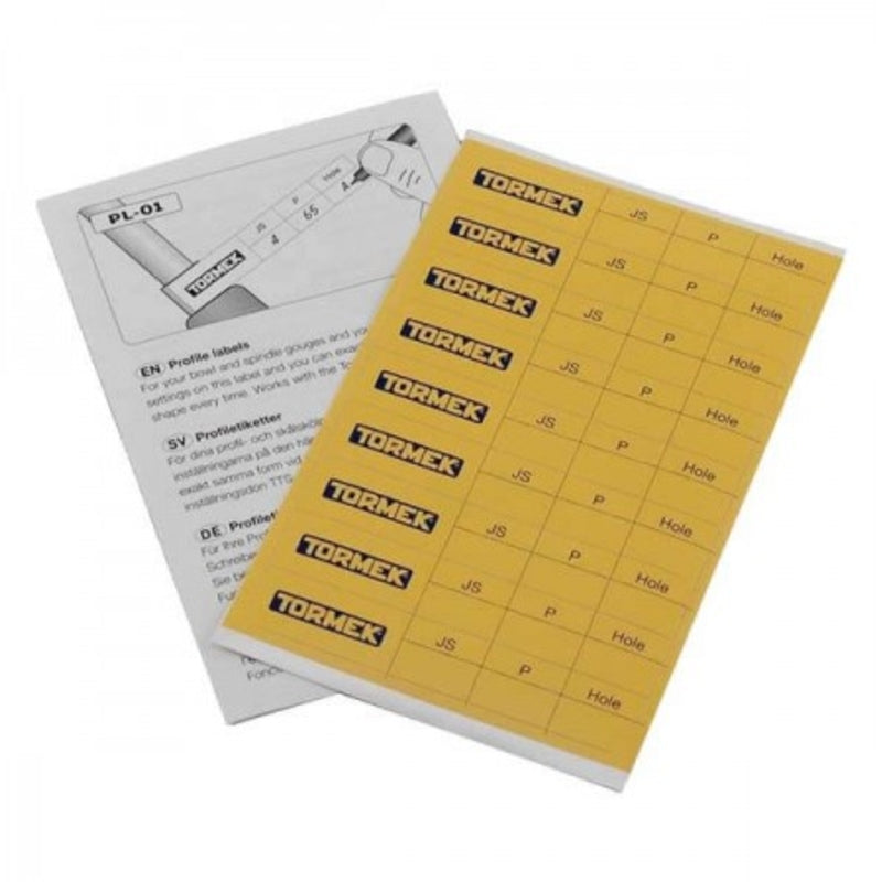 Tormek Profile Labels | PL-01