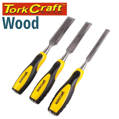 Torkcraft &#8211; 3 Piece Wood Chisel Set W/PVC Handle (CH30004)