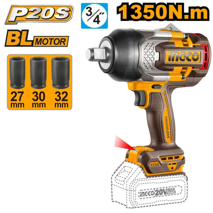 Ingco 3 Piece 20V Combo Kit, Rotary Hammer Drill + Impact Drill + Impact Wrench | COSLI250281