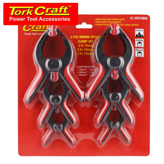 TorkCraft Clamp Spring Nylon 6pce Set 75mm/100mm/150mm