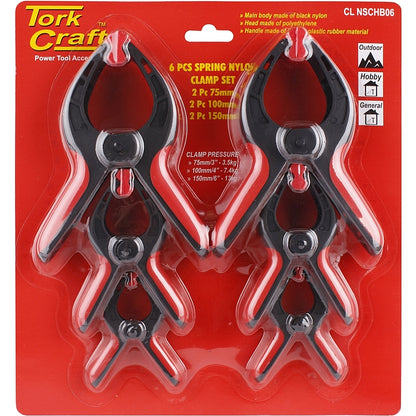 Tork Craft 6 Piece Nylon Spring Clamp Set, 75/100/150mm | CL NSCHB06