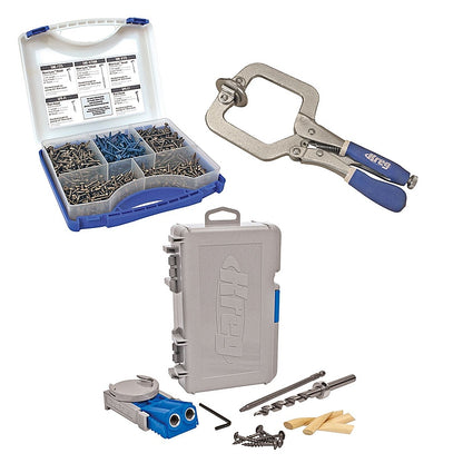 Kreg Pocket-Hole Jig R3 with Face Clamp & 675Pc Pocket-Hole Screw Project Kit | COMBO 404