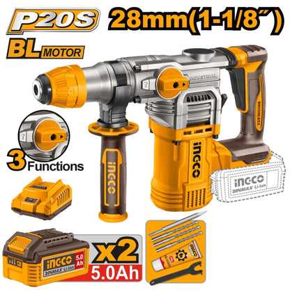 Ingco 3 Piece 20V Combo Kit, Rotary Hammer Drill + Impact Drill + Impact Wrench | COSLI250281