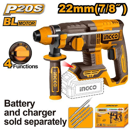 Ingco 20V Cordless BL SDS-Plus Rotary Hammer 2.0J (Bare Tool) | CRHLI21228