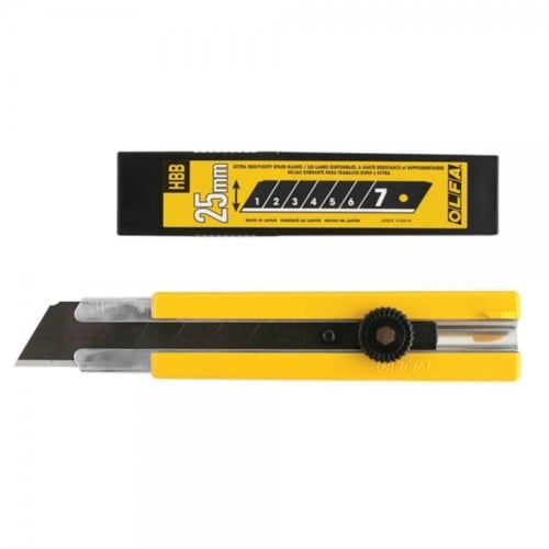 Olfa 25mm Extra Heavy Duty Wheel Lock Utility Knife + 5 Excel Black Blades | CTR H1-BB-5BB