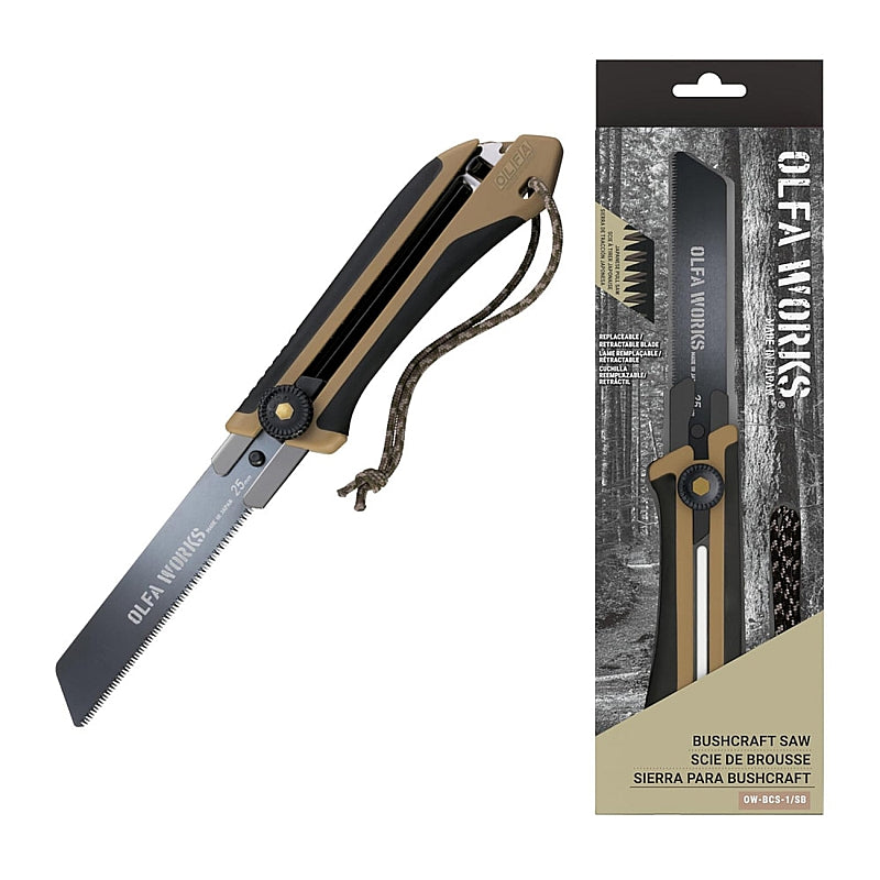 Olfa Works Bushcraft Retractable Blade Saw, Sand Colour | CTR OW-BCS-1-SB-DSB