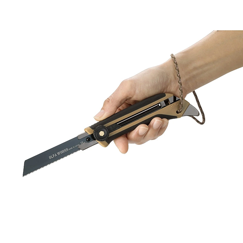 Olfa Works Outdoor Retractable Blade Utility Knife, Sand Colour | CTR OW-OUK-1-SB-DSB