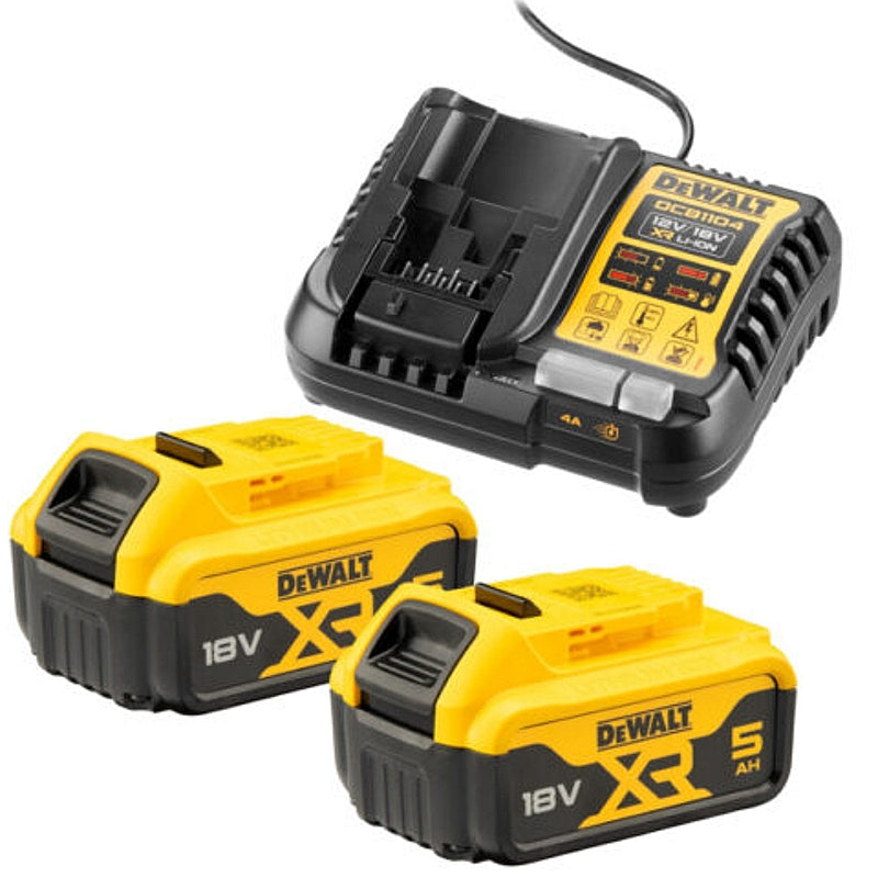 DeWalt 18V XR 2 x 5.0Ah Li-Ion Battery Packs & Charger Kit | DCB1104P2