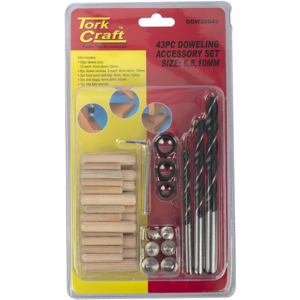 Tork Craft 43 Piece Dowel Accessory Kit 6/8/10mm | DOW20043