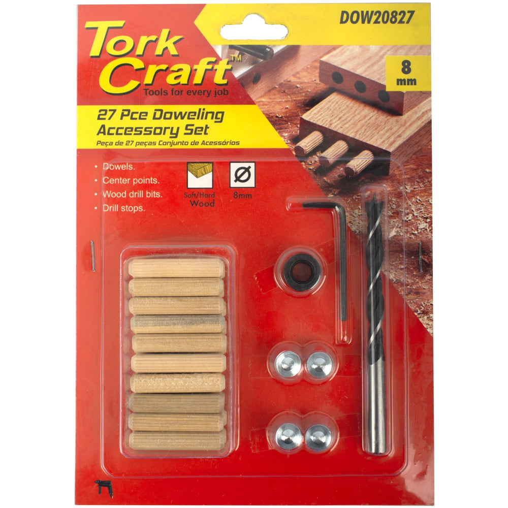 Tork Craft 27 Piece Dowel Accessory Kit 8mm (Birch Wood) | DOW20827