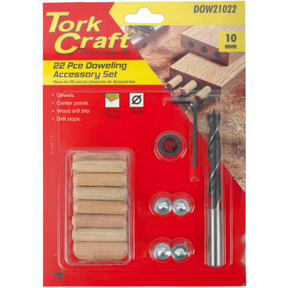Tork Craft 22 Piece Dowel Accessory Kit 10mm (Birch Wood) | DOW21022