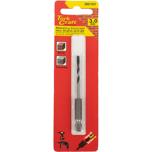 Tork Craft Masonry/Concrete Drill Bit, 3.0mm (Hex Shank) | DR81003
