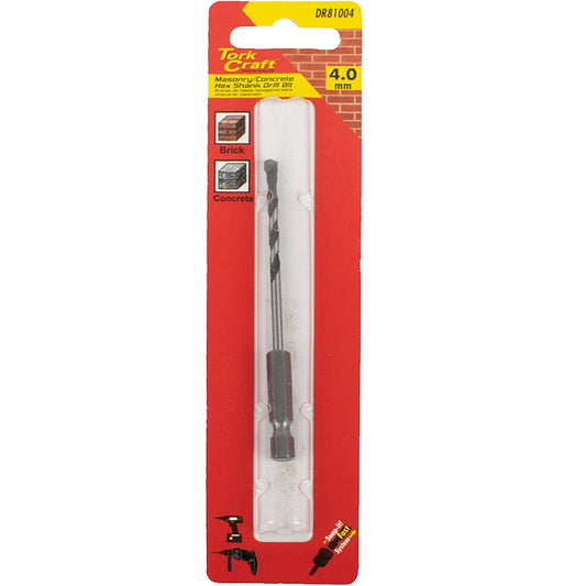 Tork Craft Masonry/Concrete Drill Bit, 4.0mm (Hex Shank) | DR81004