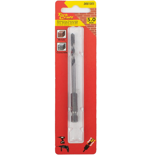 Tork Craft Masonry/Concrete Drill Bit, 5.0mm (Hex Shank) | DR81005