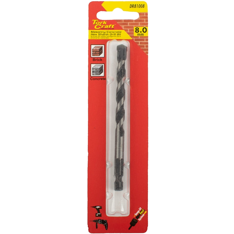 Tork Craft Masonry/Concrete Drill Bit, 8.0mm (Hex Shank) | DR81008
