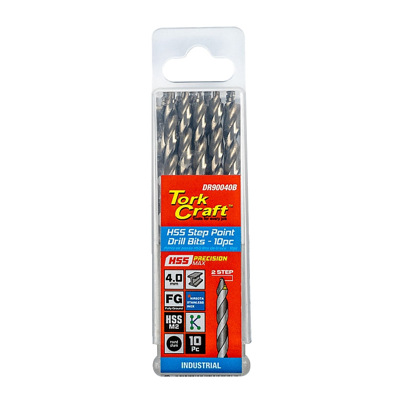 Tork Craft 10/Pk HSS Precision-Max Step Point Drill Bit, 4.0mm | DR90040B