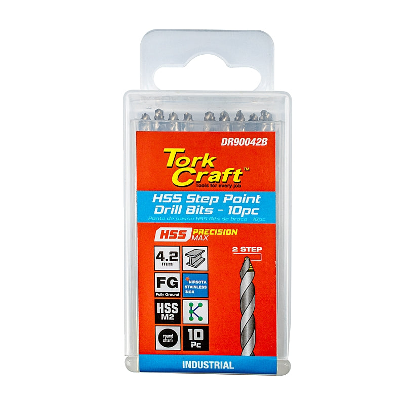 Tork Craft 10/Pk HSS Precision-Max Step Point Drill Bit, 4.2mm | DR90042B