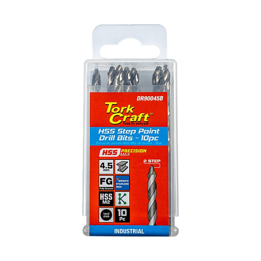 Tork Craft 10/PK HSS Precision-Max Step Point Drill Bit, 4.5mm | DR90045B